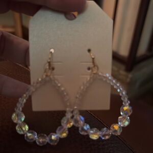 Elegant Gold and Iridescent Hoop Earrings